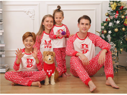 Baby grow from personalised matching family Christmas pyjamas range with festive name design