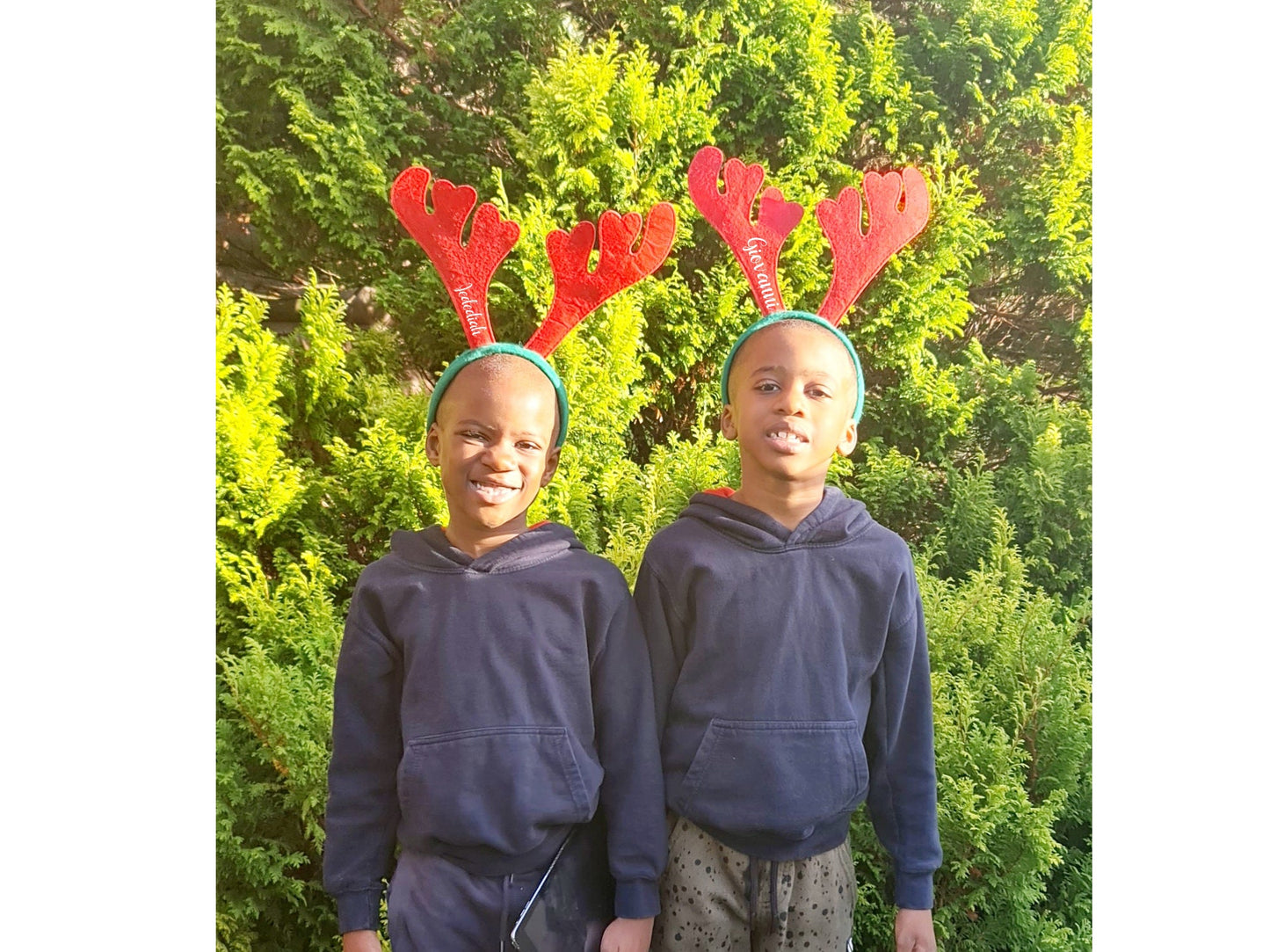 Personalised reindeer ears displayed as festive Christmas accessory for kids