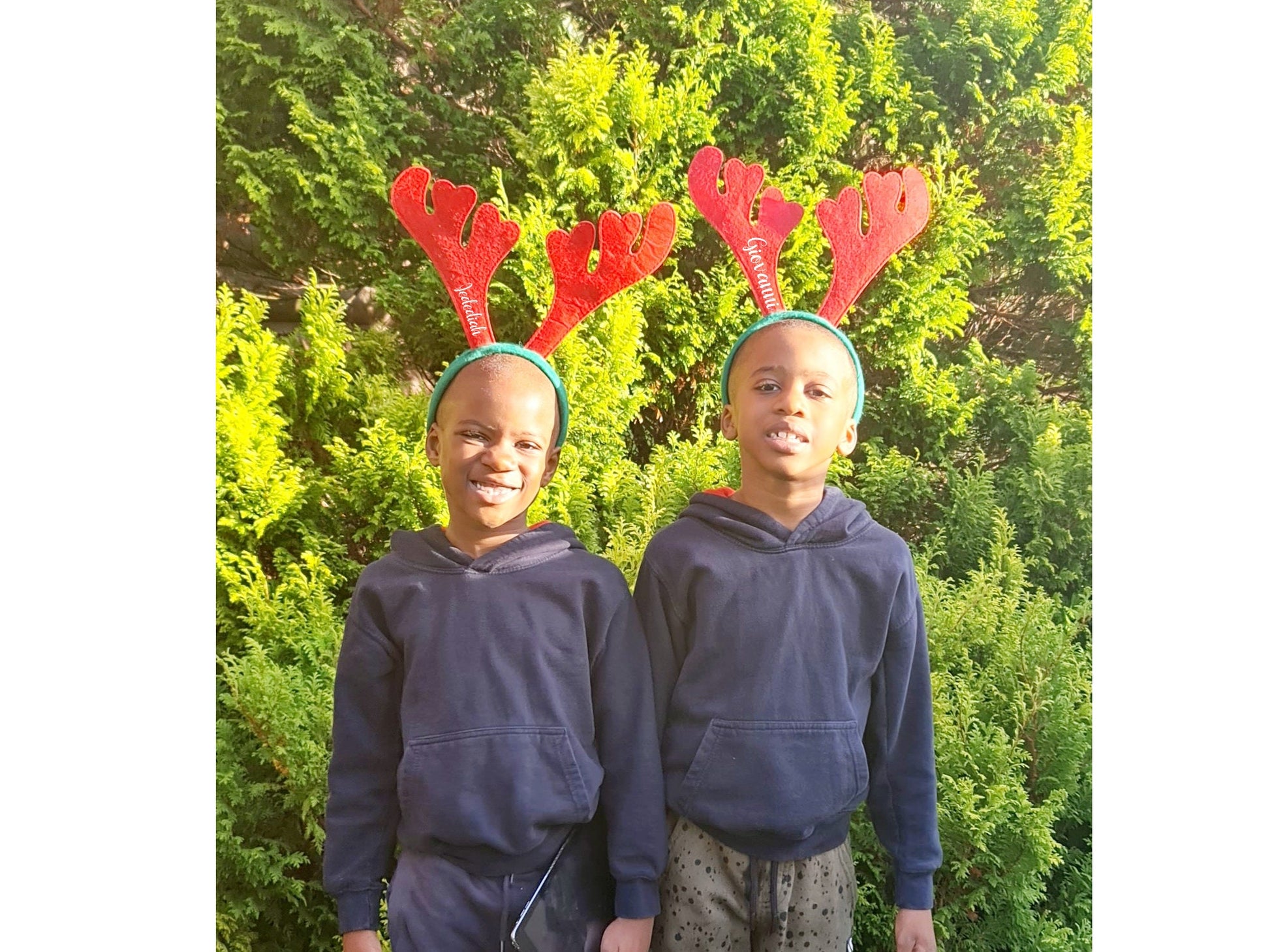 Personalised reindeer ears displayed as festive Christmas accessory for kids