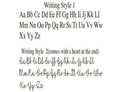 Personalisation style 2 on A5 notebook showing alternative name layout option