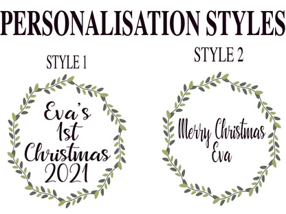 Close-up of food-grade safe ink personalisation on first Christmas teddy belly