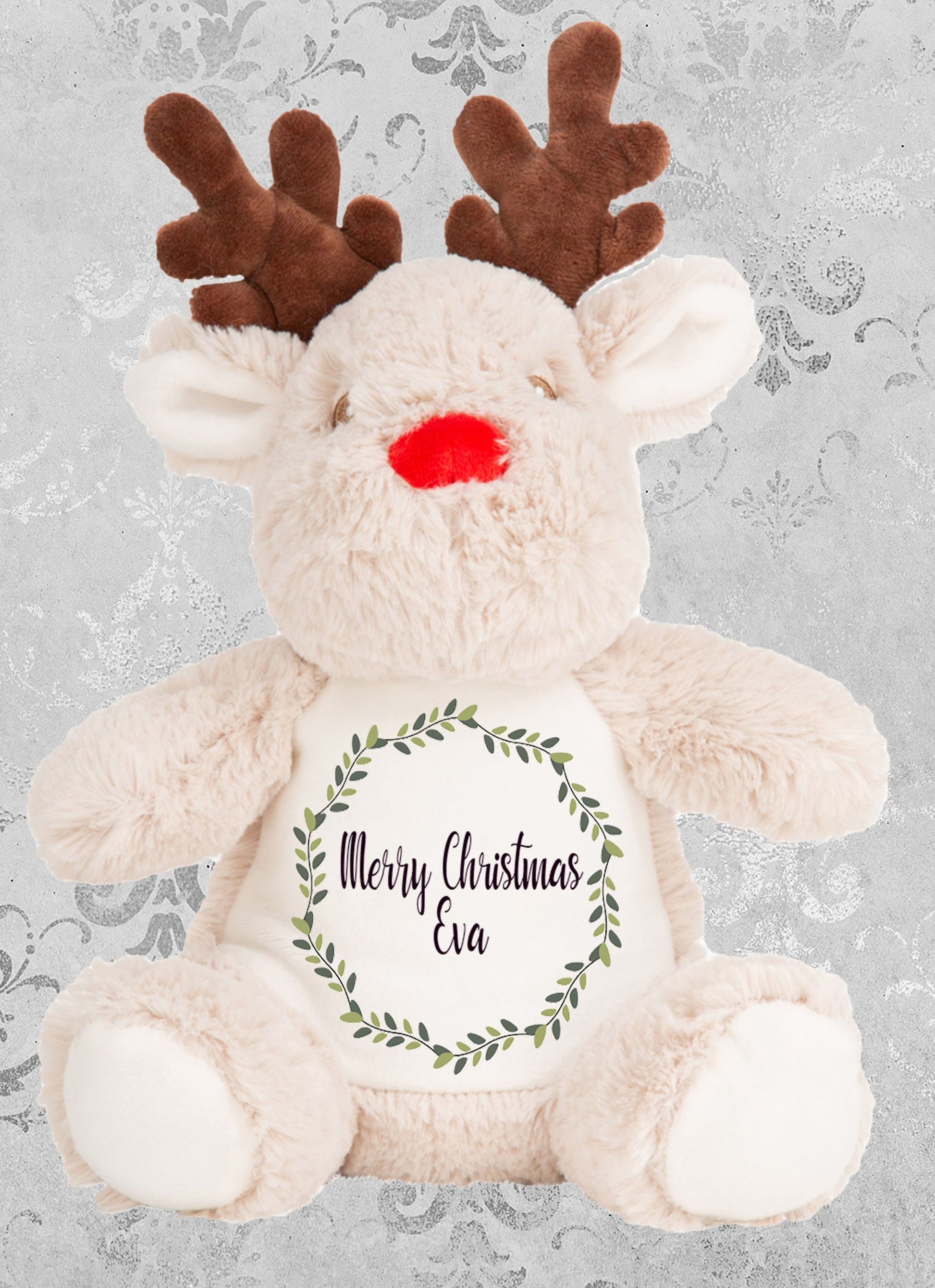 Personalised first Christmas penguin soft toy with baby's name and festive design