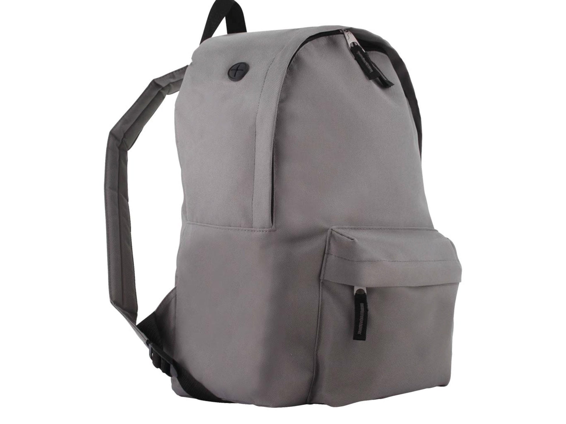 Space themed personalised kids backpack showing front zip pocket and carry handle