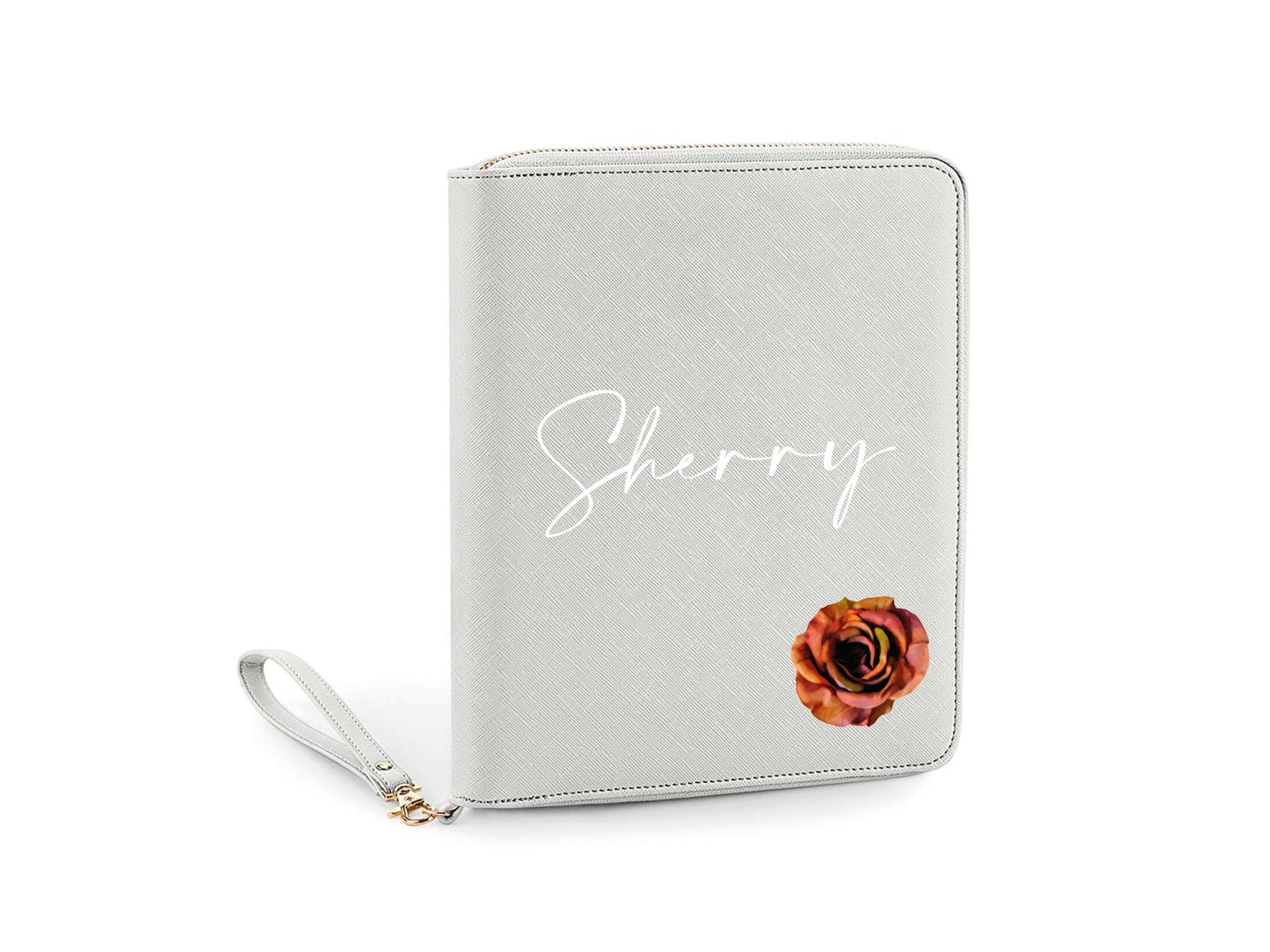 Personalised travel organisers displayed in available colour options