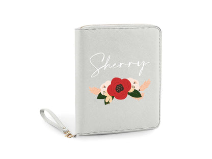 Personalised travel organisers in multiple colours showing name personalisation